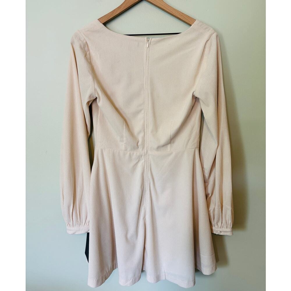 Lulu's New Daily Affection Beige Corduroy Mini Dress Medium - Picture 4 of 9